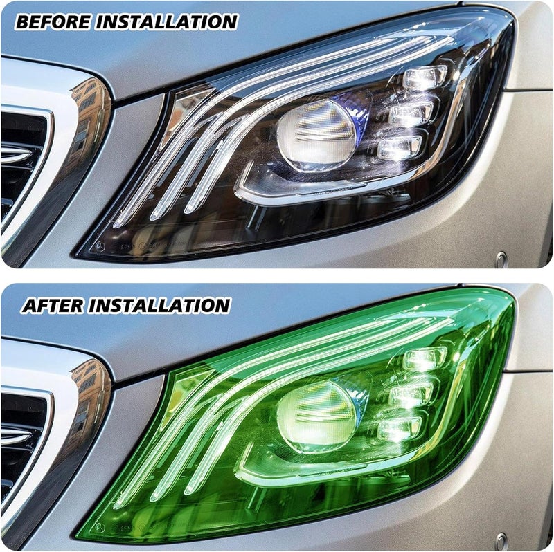 Hirificing Tint Film for Taillight Headlight Fog Light, 12×48 Inches Vinyl Self-Adhesive Car Tail Light Tape, Brake Light Headlight Cover Protection Film Color Shiny Chameleon Sticker (Green) - Image 4